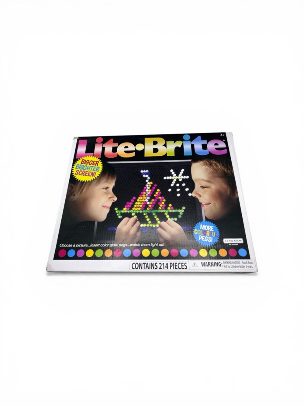 Lite-Brite Classic Peg Light Board Game – 200+ Pieces w/ Templates